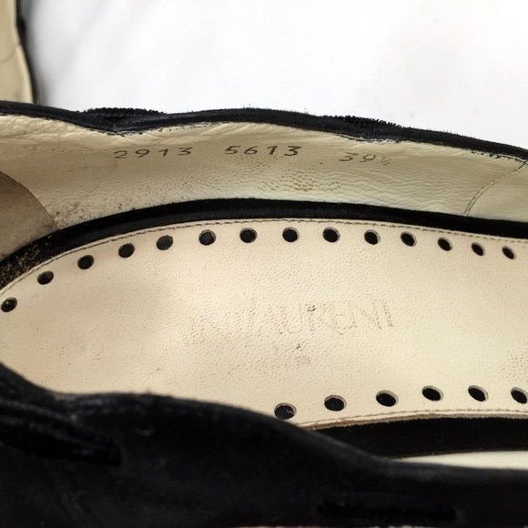 YSL Yves Saint Laurent Suede Leather Heels Size 39.5 Scallop Edge Pumps Womens - Picture 12 of 12